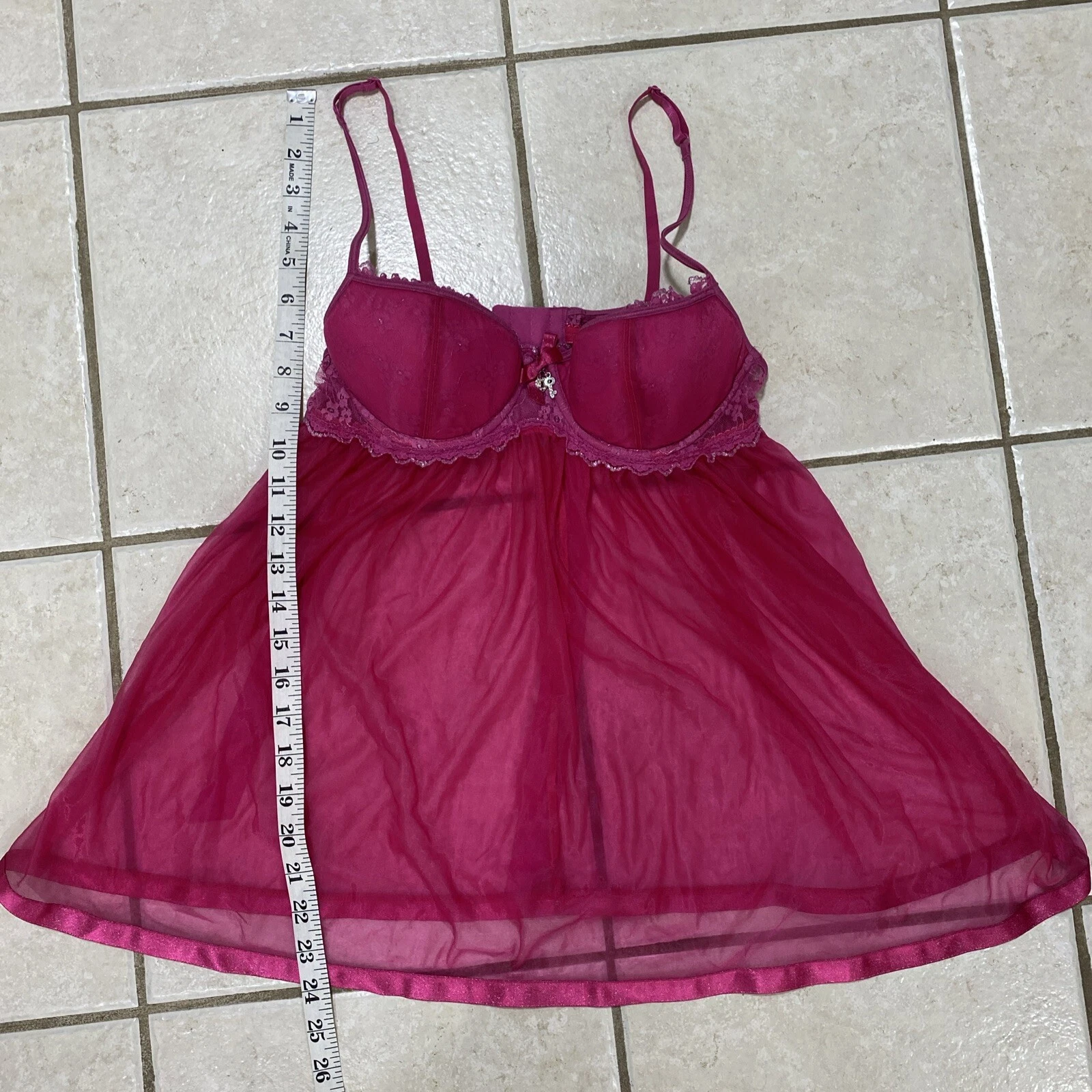 UNDERCOVER Abito top vintage sexy little thing di Victoria Secret bambola bambino in rete pizzo rosa