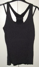 Black / White Polka - Sleeveless Top /T-shirt /Vest - 2 Layers - Womens UK 12-14