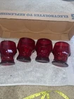 Vintage Ruby Red Honeycomb Glasses Tumblers 8 oz. Set of 4. Honeycomb