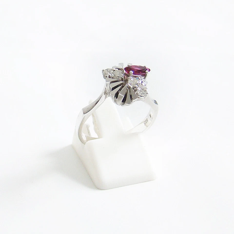 Ring Weißgold 585er Rubin Brillant Goldschmuck Edelstein 14 kt. Diamanten Damen - Bild 2 von 4
