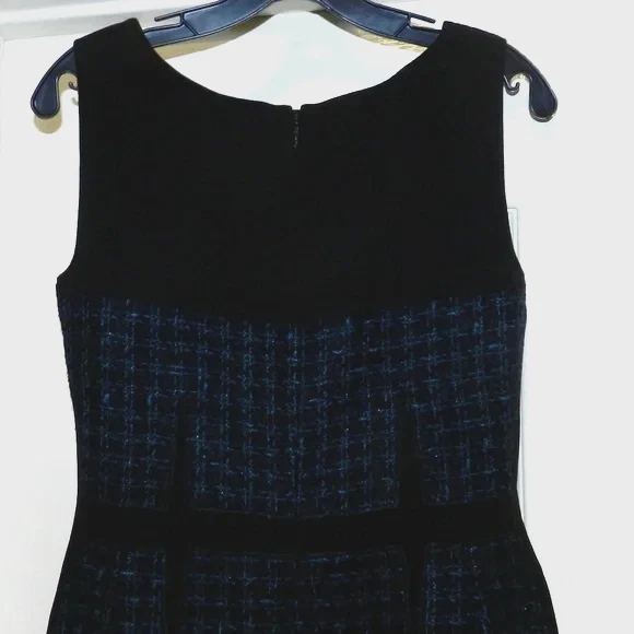 Abito a tubino nuovo con etichette TORY BURCH Navy Sloane a quadri tweed senza maniche taglia 4