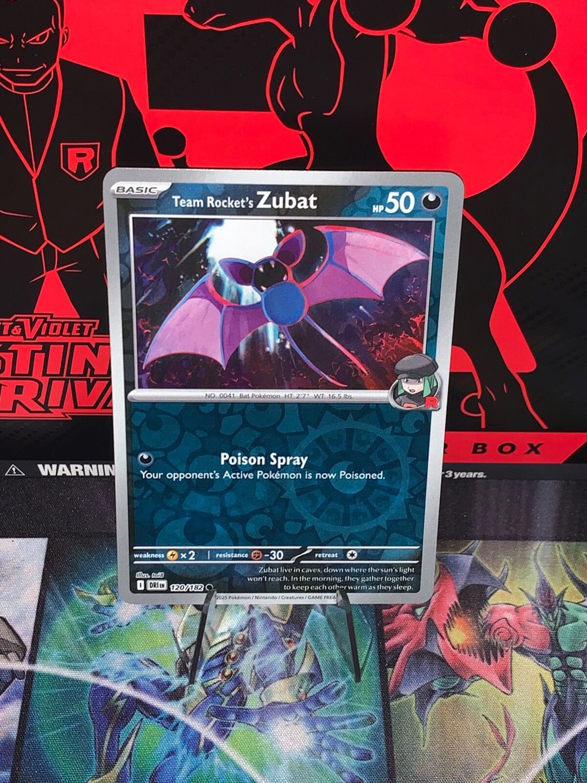 Team Rocket's Zubat 120/182 Sv10: Destined Rivals Reverse Holo