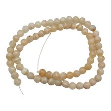 White and Orange Sardonyx Bead Strand  6mm  White/Orange  Round  68 Beads 