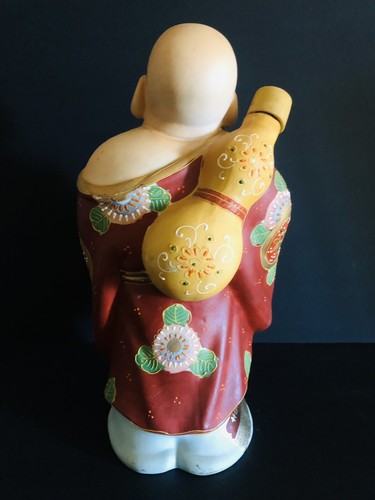 House Of Koshu Vintage Laughing Buddha Hand Painted Sake Decanter 9.3/4” H - Picture 3 of 5