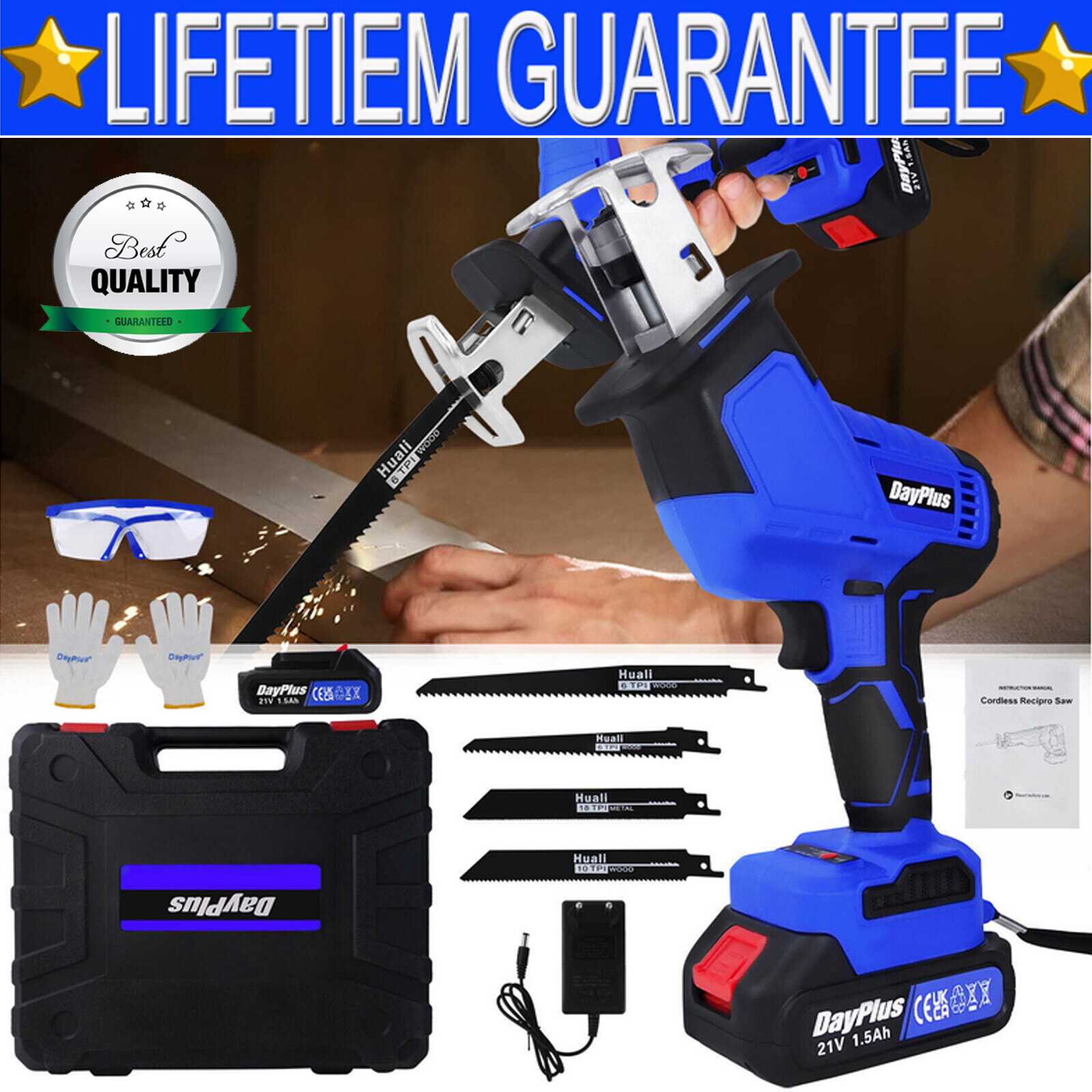 Cordless Reciprocating Saw 1900RPM Variable Speed Electric B