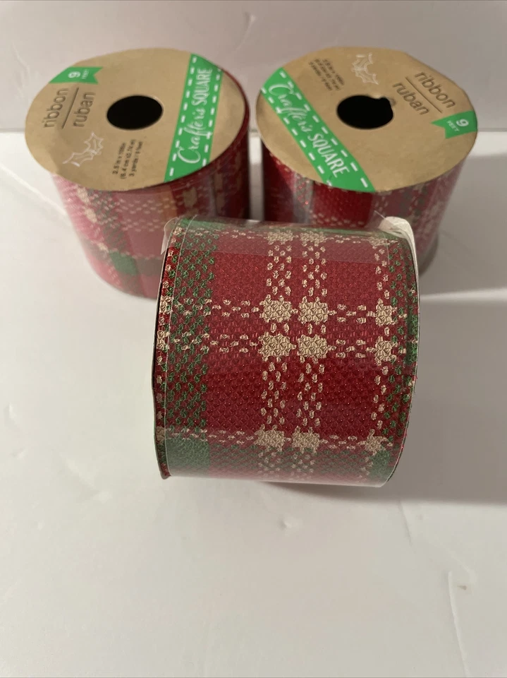 Lot Of 3 Crafter’s Square Ribbon Rubab Holiday Ribbon 9Ft L 2.5inx 108in Width - Image 4 of 4