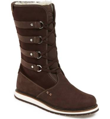 NEW HELLY HANSEN Hedda Lace-Up Leather Cold-Weather Boot Size US 7.5 Coffee Bean
