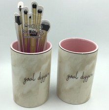 Lot Of 2 Goal Digger Ceramic Decorative Makeup Brush Holder Storage Multicolor