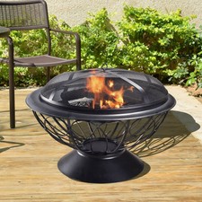 Tesco Small Round Wood Charcoal Burning Fire Pit Black For