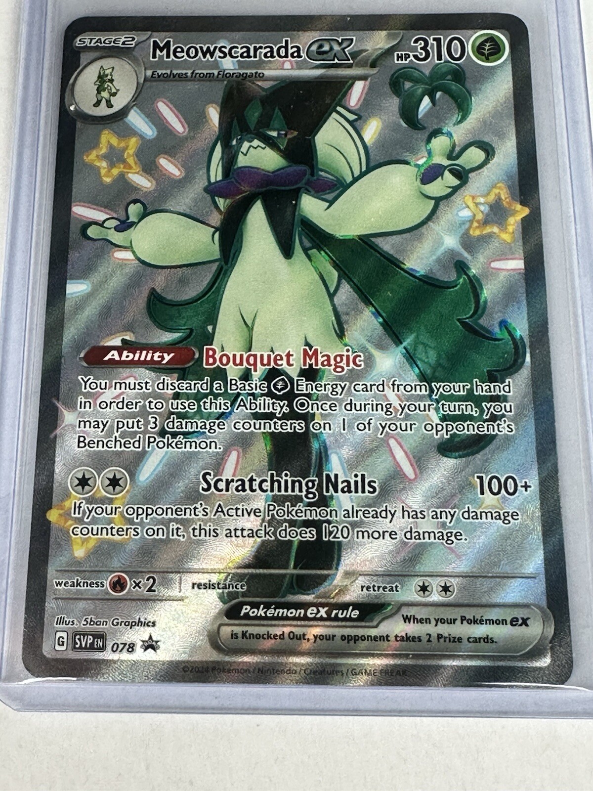 Meowscarada ex SVP EN 078 Black Star Promo Full Art Pokemon TCG Card NM