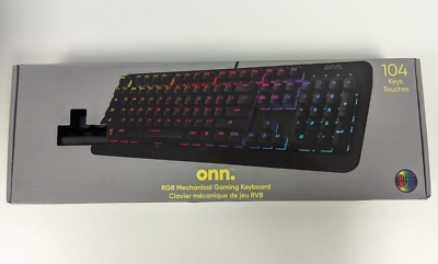 鍵盤楽器 onn. Onn+ Wired LED Gaming Keyboard with Backlit RGB Rainbow Zones, 104