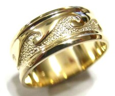 Kaedesigns New Size Z Genuine 9ct 9k Yellow Gold Mens Surf Wave Ring