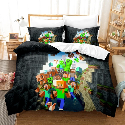 Minecraft Quilt Duvet Doon Cover Set Bedding Soft Kid Single Double Queen King - Picture 26 of 31