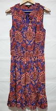 Banana Republic Women's Paisley Print Pleated Elastic Waist Lined Dress Size M