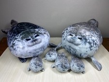 6 Chubby Seal Pillow Plush Family 4 Baby Seal Plushies in Mom  s Tummy Stuffed