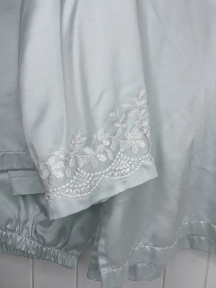 Oscar De La Renta Juego de 2 Pijama Etiqueta Rosa Azul Grande Perla Detalle de Encaje Sedoso Foto 3 de 4