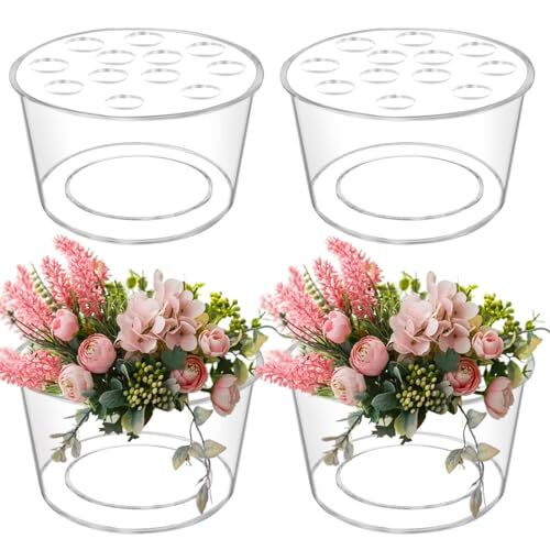 4Pcs Circular Acrylic Flower Vase with 48 Holes,Decorative Clear Vase - Picture 2 of 7