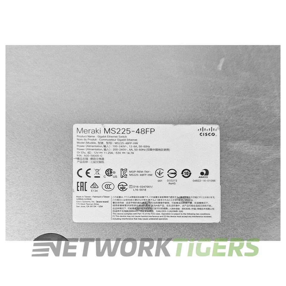 Conmutador Cisco Meraki MS225-48FP-HW 48x 1 GB PoE+ RJ-45 4x 10 GB SFP+ SIN RECLAMAR Foto 4 de 4