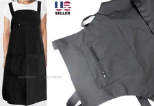 Men Women Adjustable Bib Apron 3 Pockets Waterproof Kitchen Cooking Work Chef