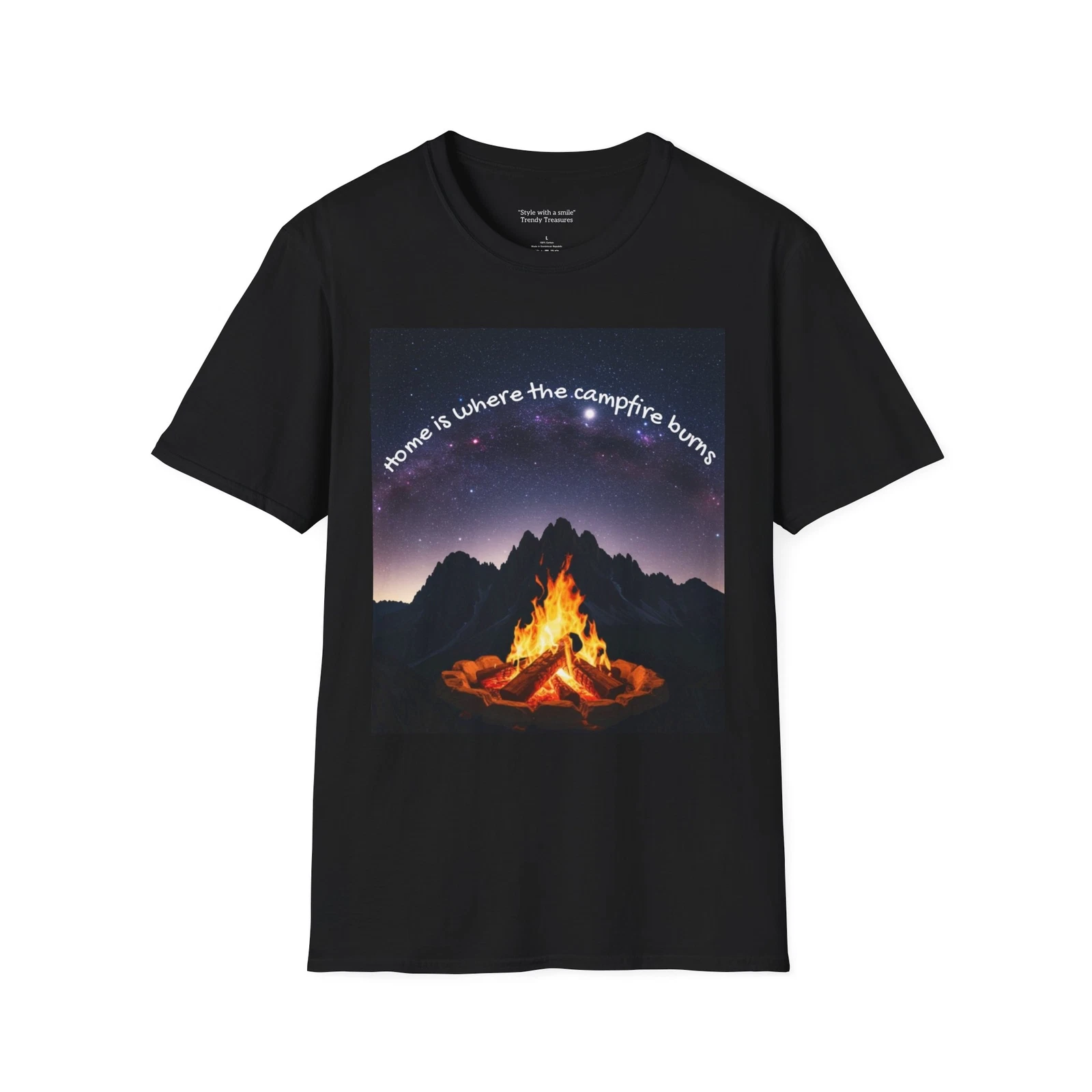 “Home Is Where the Campfire Burns” Graphic T-Shirt