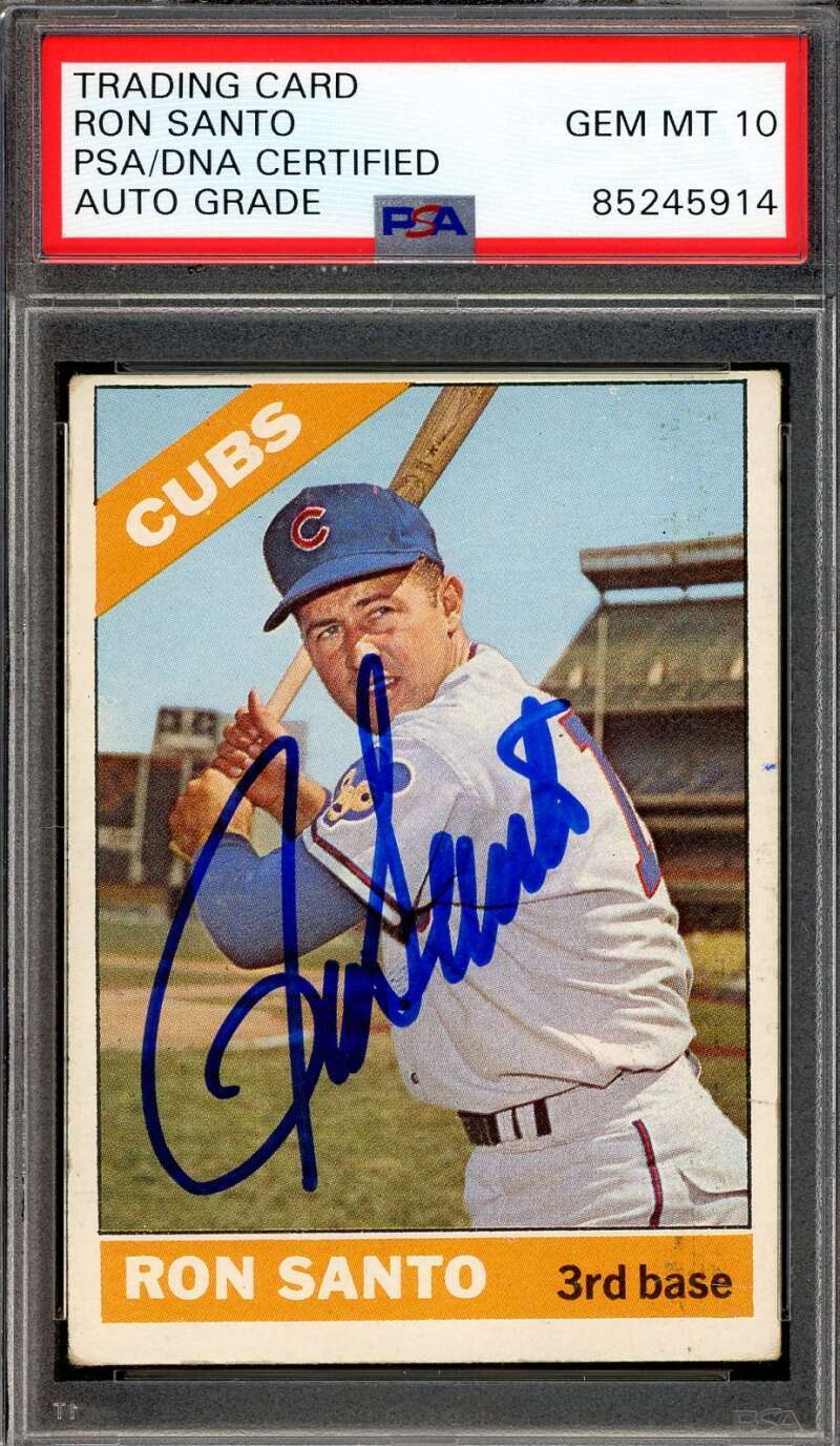 Ron Santo Gem Mint 10 PSA DNA Signed 1966 Topps Autograph