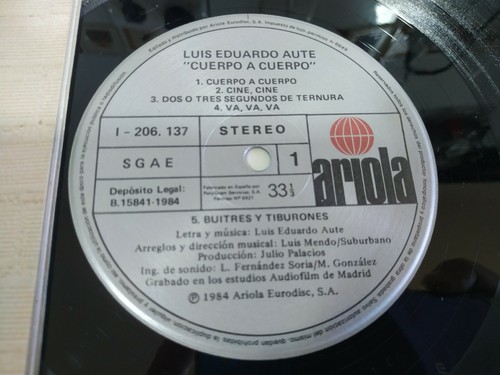 Luis Eduardo Aute Cuerpo A Cuerpo 1984 Ariola - LP Vinyle 12" Très bon état/très bon état - Photo 3 sur 7