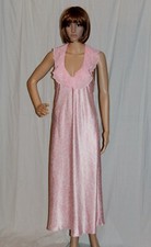 Vintage Oscar de la Renta Dress Slip Night Gown Pink Cheetah Print Ruffle Neck S