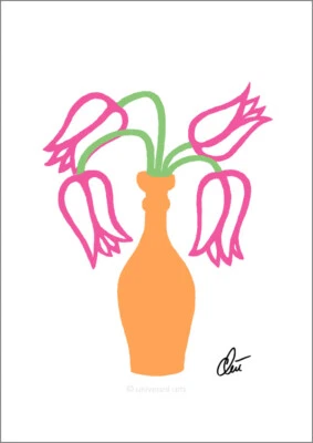 JACQUELINE DITT -  Tulips outl.Pa. A3 sign.ltd.Original Druck Grafik Blume Tulpe - Bild 1 von 2