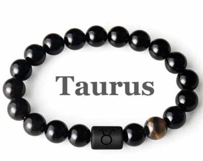 Horoscope Zodiac Taurus Tiger Eye Good Luck Bracelet Double Sided