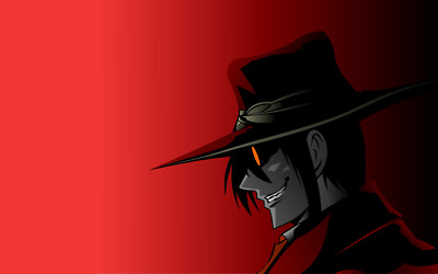 Anime hellsing alucard red background men gradient hat Play Gaming Mat Desk