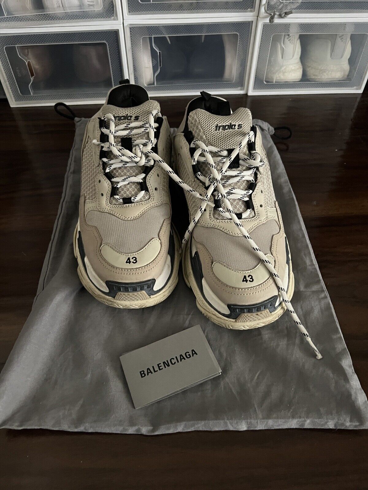 Balenciaga Men's Triple S Sneakers Gray “Vanille” (Size 43