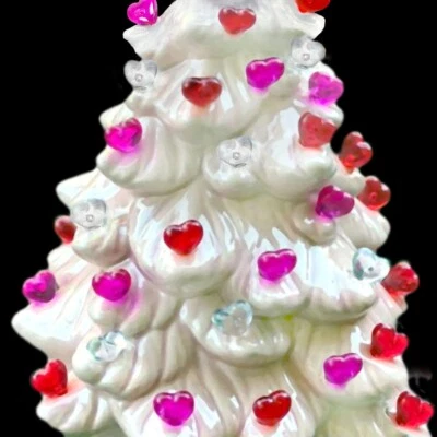 52 Valentine Heart Peg Bulb Lights *Red Clear Pink* for Ceramic Christmas Trees