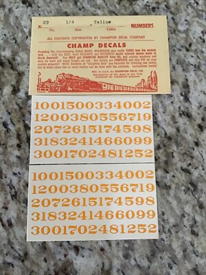 Champ Decals HO Scale Number Set X-29: Yellow 1/4” New AAA-1 | eBay