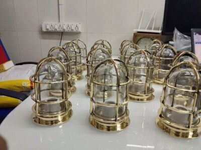 Set of 8 Antique Nautical Ship Bulkhead Lights -Solid Brass Passageway Wall Fix