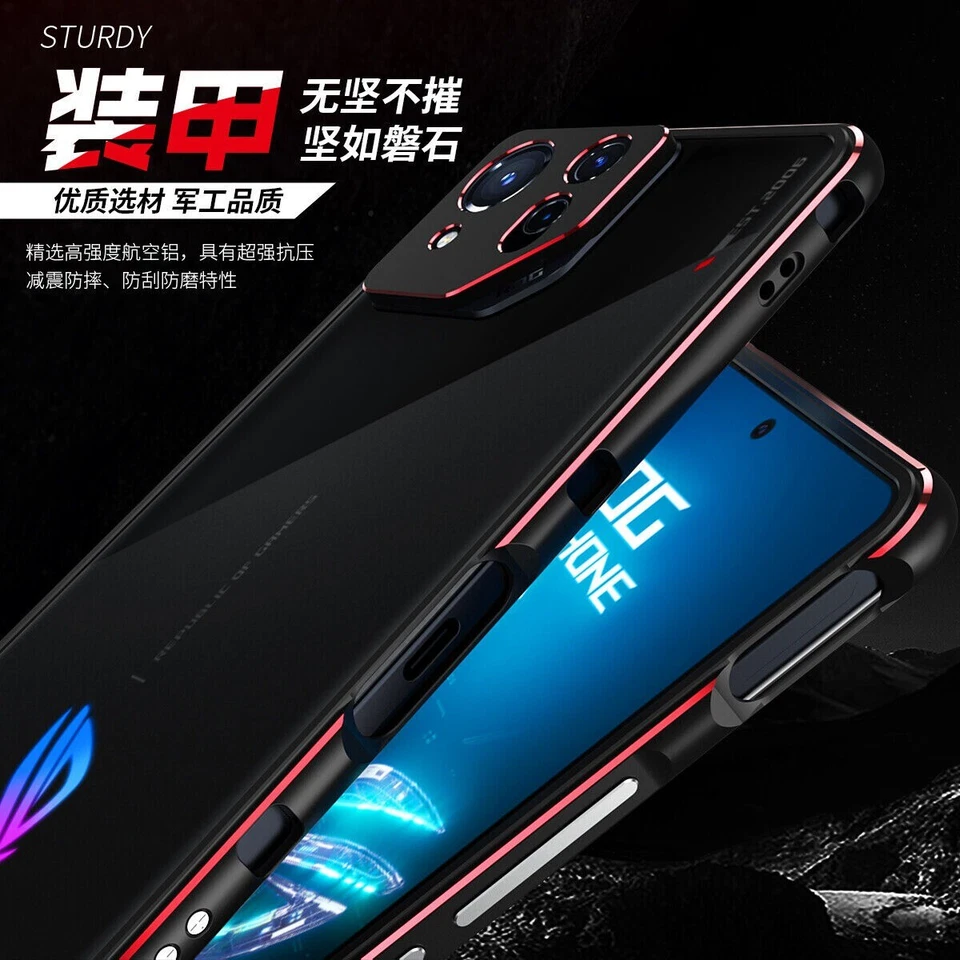 Гибридный алюминиевый металлический бампер с рамкой и тонкой рамкой для Asus ROG Phone 9 Pro - Изображение 2 из 4