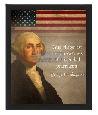 PRESIDENT GEORGE WASHINGTON ''GUARD AGAINST IMPOSTURES'' QUOTE 8X10 FRAMED PHOTO