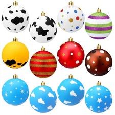 12 Pcs 3.15 Inch Christmas Ball Ornaments Cartoon Plastic Ball Ornaments Colo...