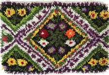 Vintage Garden Latch Hook Rug Kit, Floral DIY Rug Making Kit, Complete Craft Kit