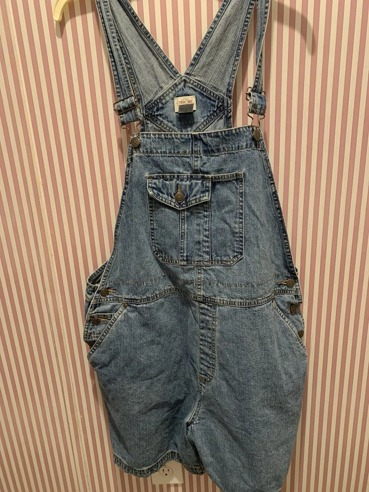 Vintage Cherokee Denim Overalls Shorts Womens Size XL - Image 3 of 4