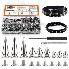 Punk Spikes Studs Kit 220 Pcs 3 Sizes Cone Rivets For Clothing Leathercraft DIY