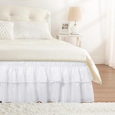 Pleated Bed Skirt, White, 16-inch Drop