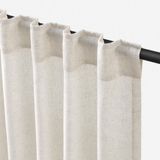 Natural Linen Curtains 84 Inch Length for Living Room 2 Panel Pocket Drape Li...