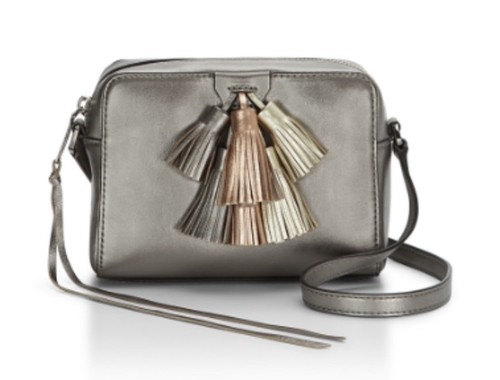 Rebecca Minkoff Sofia Crossbody Handbag Grey Metallic RARE Tassel Accent Y2K