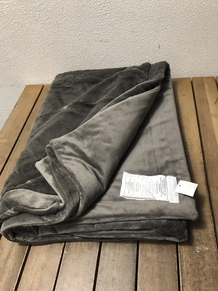 Manta Restauración Hardware Felpa Gris Reversible Imitación Piel 45x65" Nueva Sin Etiquetas Foto 3 de 4