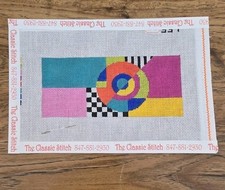 Lee Design Art Deco Geometric Hand Painted Needlepoint Canvas BB Insert