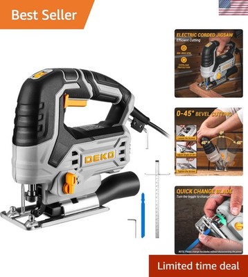 Powerful 3000 RPM Corded Jigsaw - Ideal for Woodworking with Carbon Steel Blades