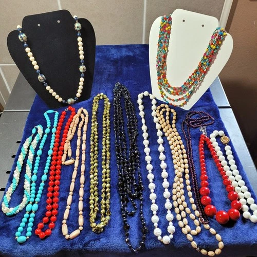 Vintage/Modern Beaded Multicolor Statement Costume Jewelry Necklace Lot