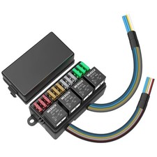 12V 12 Way Automotive Fuse and Relay Box, 4 Relays and 12 ATC/ATO Blade Fuses...