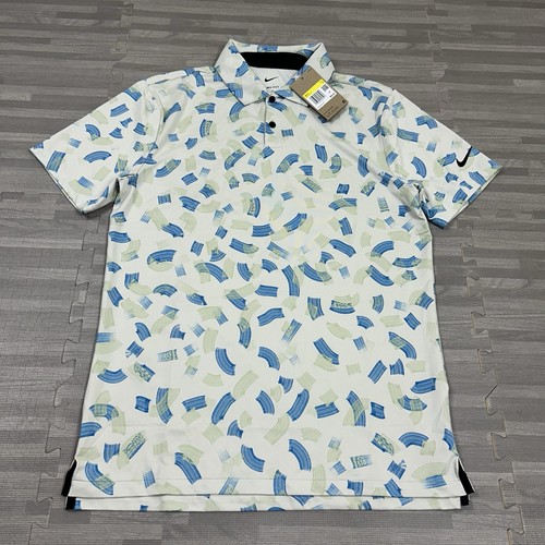 Nike Dri-Fit Tour Golf Polo Shirt Mens Size Small FD5739 Beige Graphic Print $80