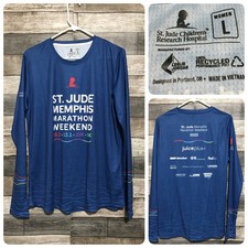 St Jude Memphis Marathon Shirt Womens Large Blue Long Sleeve Running 2023 Event